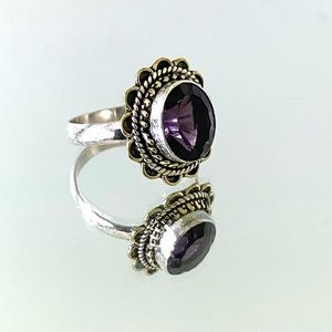 Sterling Silver Amethyst Ring Size 8 1/4